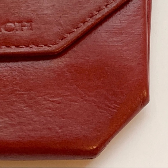 VTG Coach Red Leather Coin Pouch Geometric Envelope Expandable RESTORED 90s Y2K - Picture 3 of 16